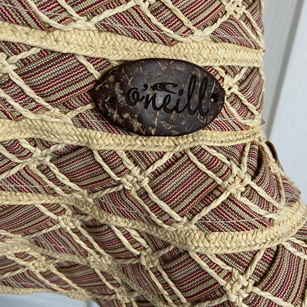O’Neill Women’s Summer Straw Hat Tan Floppy Hat Coconut Shell Logo One Sizs - Picture 4 of 5